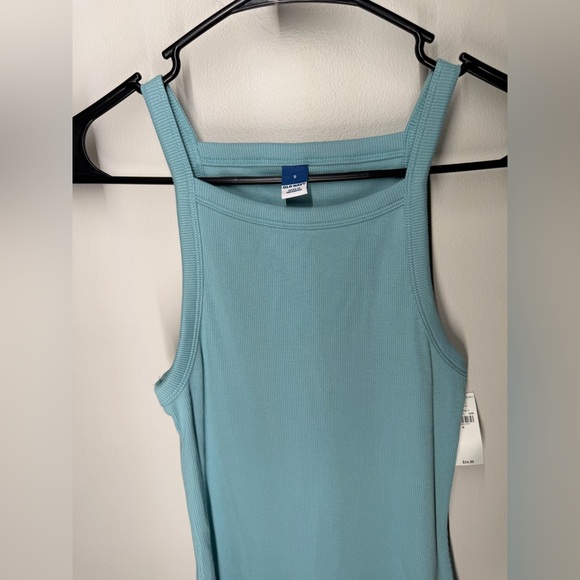 NEW Old Navy Fitted Rib Knit Midi Cami Dress Geyser Blue S Bodycon Minimalist - Picture 4 of 10